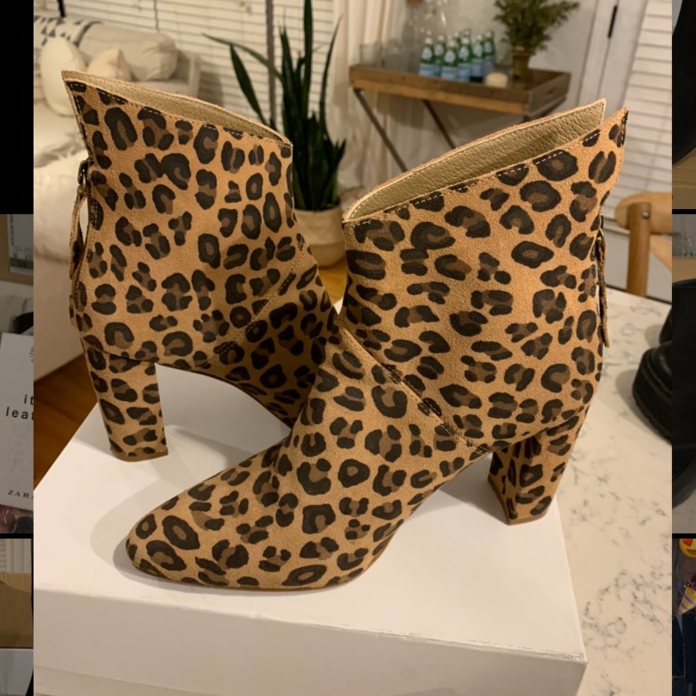 Matisse Tinsel Leopard Bootie size 8.